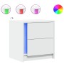 Bedside tables with LED lights 2 units white engineered wood by , Nightstands - Ref: Foro24-852048, Price: 89,92 €, Discount: %