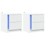 Bedside tables with LED lights 2 units white engineered wood by , Nightstands - Ref: Foro24-852048, Price: 89,92 €, Discount: %