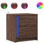 Nachttische mit LED-Lichtern, 2 Stück, aus Eichenholz in Braun. von , Nachttische - Ref: Foro24-852060, Preis: 104,47 €, Raba...