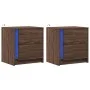 Bedside tables with LED lights 2 units engineered wood oak brown by , Nightstands - Ref: Foro24-852060, Price: 102,87 €, Disc...