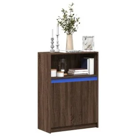 Sideboard with LED lights, engineered wood in brown oak, 72x34x100 cm. by , Sideboards - Ref: Foro24-852165, Price: 76,44 €, ...