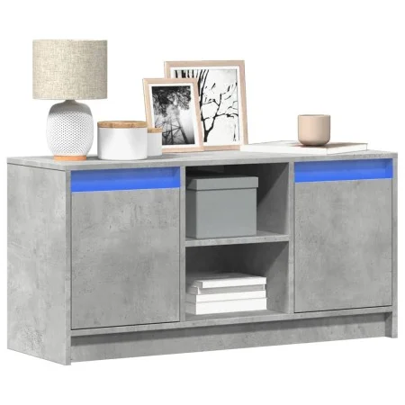 TV-Schrank aus grauem Beton-Ingenieurholz mit LED-Beleuchtung, 100x34x50 cm. von , TV-Möbel - Ref: Foro24-852190, Preis: 80,8...