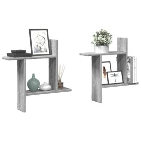 Wall shelf 2 units engineered wood gray Sonoma 50x12x50cm by , Shelves and shelves - Ref: Foro24-853259, Price: 24,20 €, Disc...