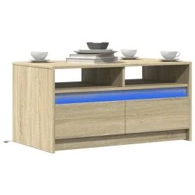 Center table with LED lights made of Sonoma oak engineered wood by , Coffee table - Ref: Foro24-851993, Price: 96,93 €, Disco...
