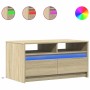 Center table with LED lights made of Sonoma oak engineered wood by , Coffee table - Ref: Foro24-851993, Price: 97,39 €, Disco...