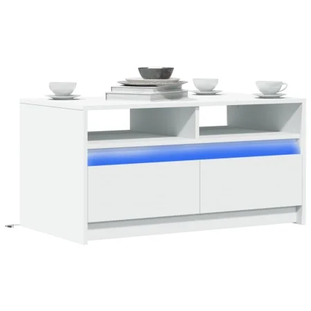 White engineered wood coffee table with LED lights by , Coffee table - Ref: Foro24-851991, Price: 89,48 €, Discount: %