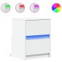 Nachttische mit LED-Lichtern 2 Stück weißes Ingenieurholz von , Nachttische - Ref: Foro24-852034, Preis: 83,83 €, Rabatt: %