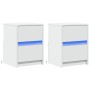 Bedside tables with LED lights 2 units white engineered wood by , Nightstands - Ref: Foro24-852034, Price: 83,74 €, Discount: %