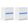 Bedside tables with LED lights 2 units white engineered wood by , Nightstands - Ref: Foro24-852034, Price: 82,78 €, Discount: %