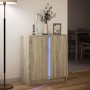 Sideboard with LED lights, engineered wood in Sonoma oak, 77x34x85 cm. by , Sideboards - Ref: Foro24-852133, Price: 77,45 €, ...
