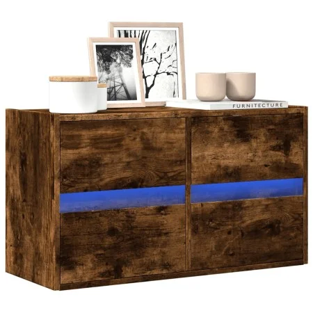 Wand-TV-Möbel mit LED-Lichtern in geräucherter Eiche 80x31x45 cm von , TV-Möbel - Ref: Foro24-852289, Preis: 66,88 €, Rabatt: %
