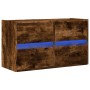 Mueble de TV de pared con luces LED roble ahumado 80x31x45 cm de , Muebles TV - Ref: Foro24-852289, Precio: 67,64 €, Descuent...
