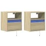 Muebles de TV de pared luces LED 2 uds roble Sonoma 41x31x45 cm de , Muebles TV - Ref: Foro24-852318, Precio: 81,12 €, Descue...