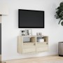 Wand-TV-Möbel mit LED-Lichtern, 2 Stück, Sonoma-Eiche, 41x31x45 cm. von , TV-Möbel - Ref: Foro24-852318, Preis: 82,29 €, Raba...
