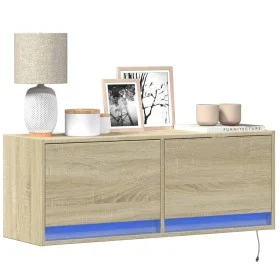 Mueble de TV de pared con luces LED roble Sonoma 100x31x35 cm de , Muebles TV - Ref: Foro24-852364, Precio: 62,90 €, Descuent...
