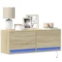 Wall-mounted TV unit with LED lights Sonoma oak 100x31x35 cm by , TV Furniture - Ref: Foro24-852364, Price: 62,90 €, Discount: %