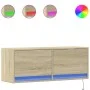Mueble de TV de pared con luces LED roble Sonoma 100x31x35 cm de , Muebles TV - Ref: Foro24-852364, Precio: 62,90 €, Descuent...