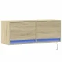 Wall-mounted TV unit with LED lights Sonoma oak 100x31x35 cm by , TV Furniture - Ref: Foro24-852364, Price: 62,90 €, Discount: %