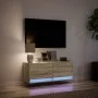 Wall-mounted TV unit with LED lights Sonoma oak 100x31x35 cm by , TV Furniture - Ref: Foro24-852364, Price: 62,90 €, Discount: %