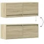 Mueble de TV de pared con luces LED roble Sonoma 100x31x35 cm de , Muebles TV - Ref: Foro24-852364, Precio: 62,90 €, Descuent...
