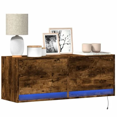 Wand-TV-Möbel mit LED-Lichtern in geräucherter Eiche 100x31x35 cm. von , TV-Möbel - Ref: Foro24-852366, Preis: 66,26 €, Rabat...