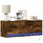 Mueble de TV de pared con luces LED roble ahumado 100x31x35 cm de , Muebles TV - Ref: Foro24-852366, Precio: 69,08 €, Descuen...