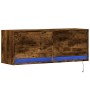 Mueble de TV de pared con luces LED roble ahumado 100x31x35 cm de , Muebles TV - Ref: Foro24-852366, Precio: 69,08 €, Descuen...