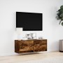 Mueble de TV de pared con luces LED roble ahumado 100x31x35 cm de , Muebles TV - Ref: Foro24-852366, Precio: 69,08 €, Descuen...