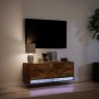 Mueble de TV de pared con luces LED roble ahumado 100x31x35 cm de , Muebles TV - Ref: Foro24-852366, Precio: 69,08 €, Descuen...