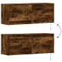 Mueble de TV de pared con luces LED roble ahumado 100x31x35 cm de , Muebles TV - Ref: Foro24-852366, Precio: 69,08 €, Descuen...