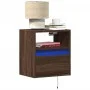 Wall-mounted bedside tables with LED lights, 2 units, brown oak. by , Nightstands - Ref: Foro24-3307988, Price: 85,81 €, Disc...