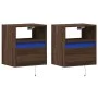 Wall-mounted bedside tables with LED lights, 2 units, brown oak. by , Nightstands - Ref: Foro24-3307988, Price: 85,81 €, Disc...