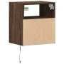 Wall-mounted bedside tables with LED lights, 2 units, brown oak. by , Nightstands - Ref: Foro24-3307988, Price: 85,81 €, Disc...