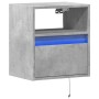 Wall-mounted bedside table with LED lights in concrete gray by , Nightstands - Ref: Foro24-3307981, Price: 41,01 €, Discount: %