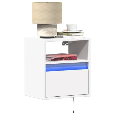 Wall-mounted bedside tables with LED lights, 2 units, white by , Nightstands - Ref: Foro24-3307976, Price: 80,01 €, Discount: %