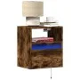 Mesita de noche de pared con luces LED roble ahumado de , Mesitas de noche - Ref: Foro24-3307983, Precio: 49,46 €, Descuento: %