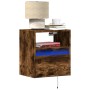 Wall-mounted bedside table with LED lights in smoked oak. by , Nightstands - Ref: Foro24-3307983, Price: 50,26 €, Discount: %