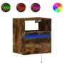 Mesita de noche de pared con luces LED roble ahumado de , Mesitas de noche - Ref: Foro24-3307983, Precio: 49,46 €, Descuento: %