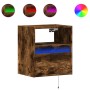 Wall-mounted bedside table with LED lights in smoked oak. by , Nightstands - Ref: Foro24-3307983, Price: 50,26 €, Discount: %