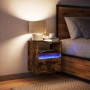 Wall-mounted bedside table with LED lights in smoked oak. by , Nightstands - Ref: Foro24-3307983, Price: 50,26 €, Discount: %