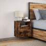 Wall-mounted bedside table with LED lights in smoked oak. by , Nightstands - Ref: Foro24-3307983, Price: 50,26 €, Discount: %