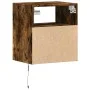 Mesita de noche de pared con luces LED roble ahumado de , Mesitas de noche - Ref: Foro24-3307983, Precio: 49,46 €, Descuento: %