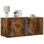 Mueble de TV de pared con luces LED roble ahumado 80x31x35 cm de , Muebles TV - Ref: Foro24-852261, Precio: 58,08 €, Descuent...