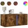 Mueble de TV de pared con luces LED roble ahumado 80x31x35 cm de , Muebles TV - Ref: Foro24-852261, Precio: 58,08 €, Descuent...