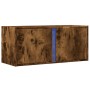 Mueble de TV de pared con luces LED roble ahumado 80x31x35 cm de , Muebles TV - Ref: Foro24-852261, Precio: 61,04 €, Descuent...