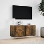 Wall-mounted TV unit with smoked oak finish and LED lights 80x31x35 cm by , TV Furniture - Ref: Foro24-852261, Price: 58,08 €...