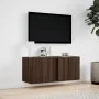 Wall-mounted TV stand with LED lights in brown oak, 80x31x35 cm. by , TV Furniture - Ref: Foro24-852263, Price: 50,44 €, Disc...