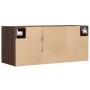 Wall-mounted TV stand with LED lights in brown oak, 80x31x35 cm. by , TV Furniture - Ref: Foro24-852263, Price: 50,44 €, Disc...