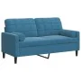 Zweiplätziges Sofa mit blauen Samtkissen, 140 cm. von , Sofas - Ref: Foro24-3278228, Preis: 293,06 €, Rabatt: %