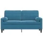 Zweiplätziges Sofa mit blauen Samtkissen, 140 cm. von , Sofas - Ref: Foro24-3278228, Preis: 293,06 €, Rabatt: %